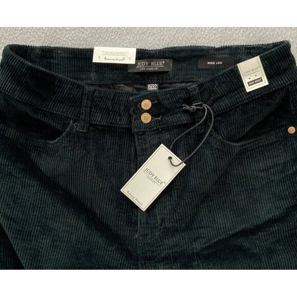 Judy Blue Womens Corduroy Jeans Sz 15/32 Claudia High-Rise Wide Leg Emerald - Picture 6 of 9